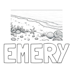 Online Created Coloring Page - EMERY Coloring Page and Beautiful Seashore Coloring Page