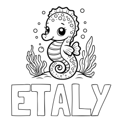 Online Created Coloring Page - ETALY Coloring Page and Cute Seahorse Coloring Page