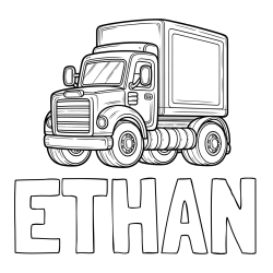 ETHAN Coloring Page alongside Big Truck Coloring Page