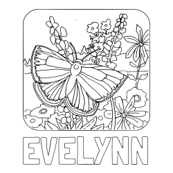 Online Created Coloring Page - EVELYNN Coloring Page and Butterfly on Flower Coloring Page