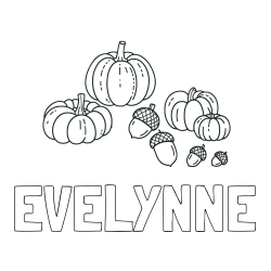 Online Created Coloring Page - EVELYNNE Coloring Page and Autumn Harvest Coloring Page - Acorns and Pumpkins