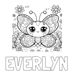 Online Created Coloring Page - EVERLYN Coloring Page and Cute Butterfly Coloring Page