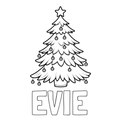 Online Created Coloring Page - EVIE Coloring Page and Christmas Tree with Star and Ornaments Coloring Page