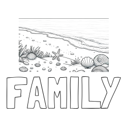 Online Created Coloring Page - FAMILY Coloring Page and Beautiful Seashore Coloring Page