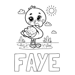 Online Created Coloring Page - FAYE Coloring Page and Easy Coloring Page of a Cute Flamingo