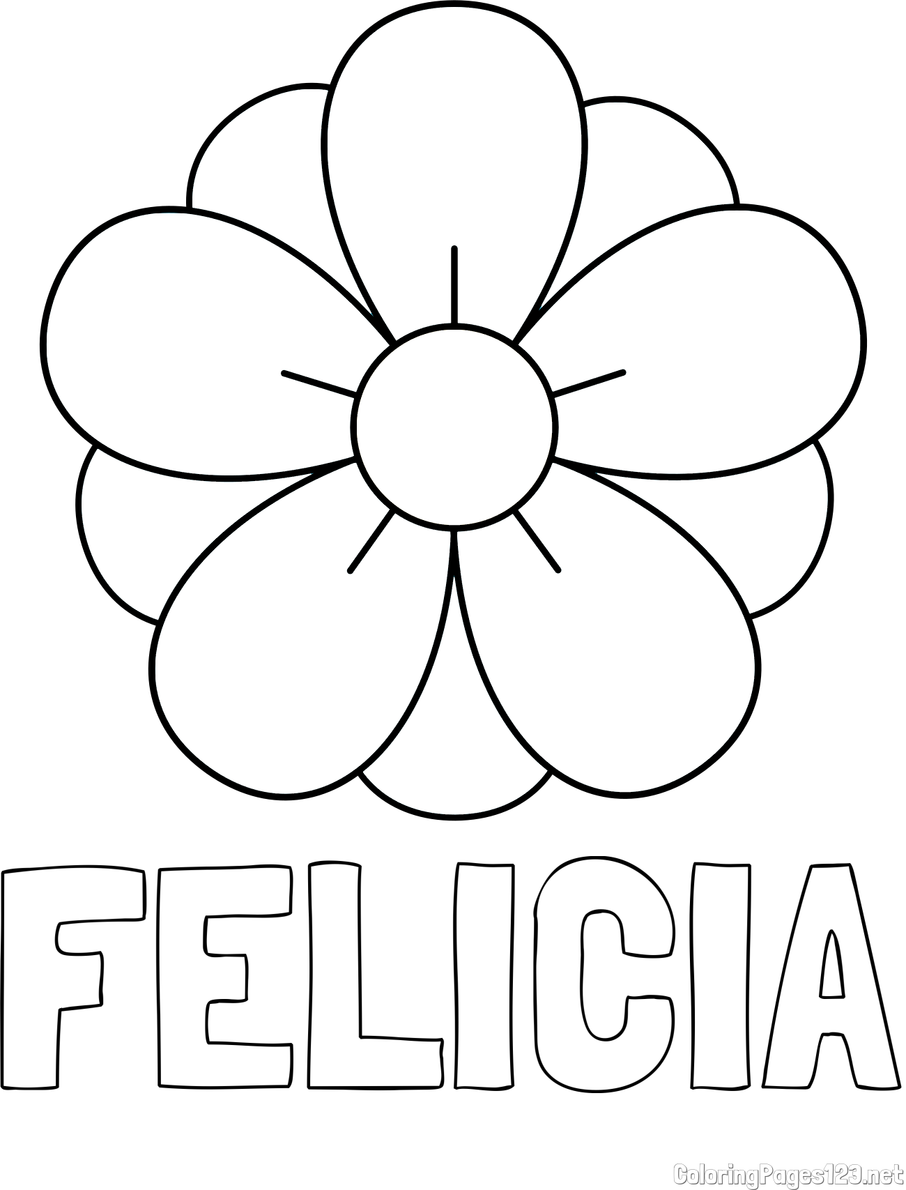 FELICIA Coloring Page and Flower Without Stem Coloring Page