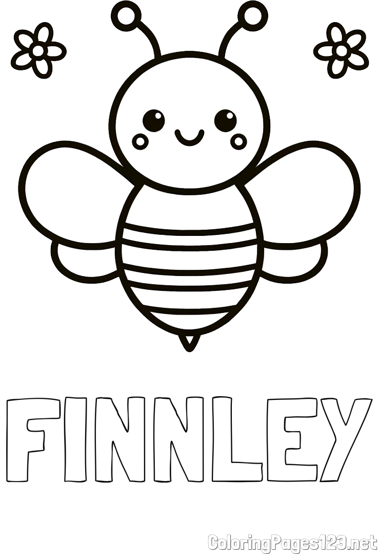 FINNLEY Coloring Page and Children's Bee Coloring Page