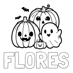 Online Created Coloring Page - FLORES Coloring Page and Halloween Pumpkin and Ghost Coloring Page