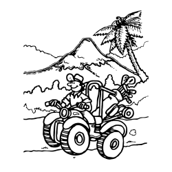 Four-wheeler (ATV) and Happy Rider Coloring Page
