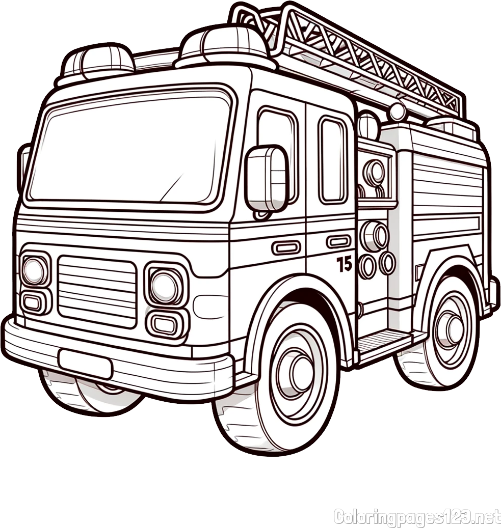 Free Coloring Page of a Fire Truck