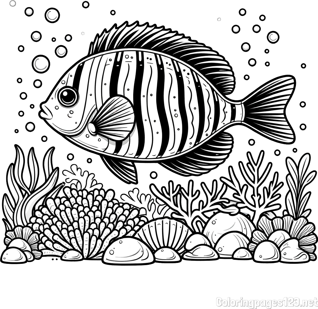 Free Coloring Page of a Large Fish