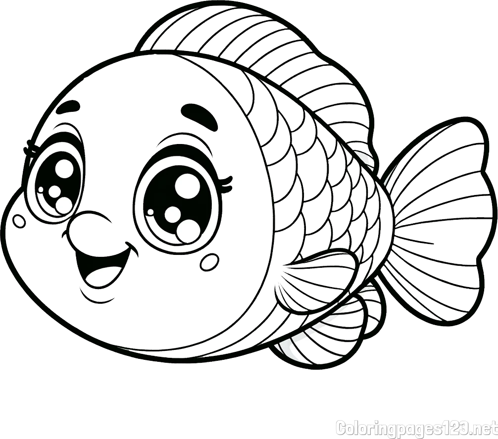 Free Coloring Page of a Smiling Fish