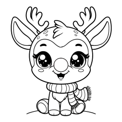 Free Coloring Page of Adorable Rudolph