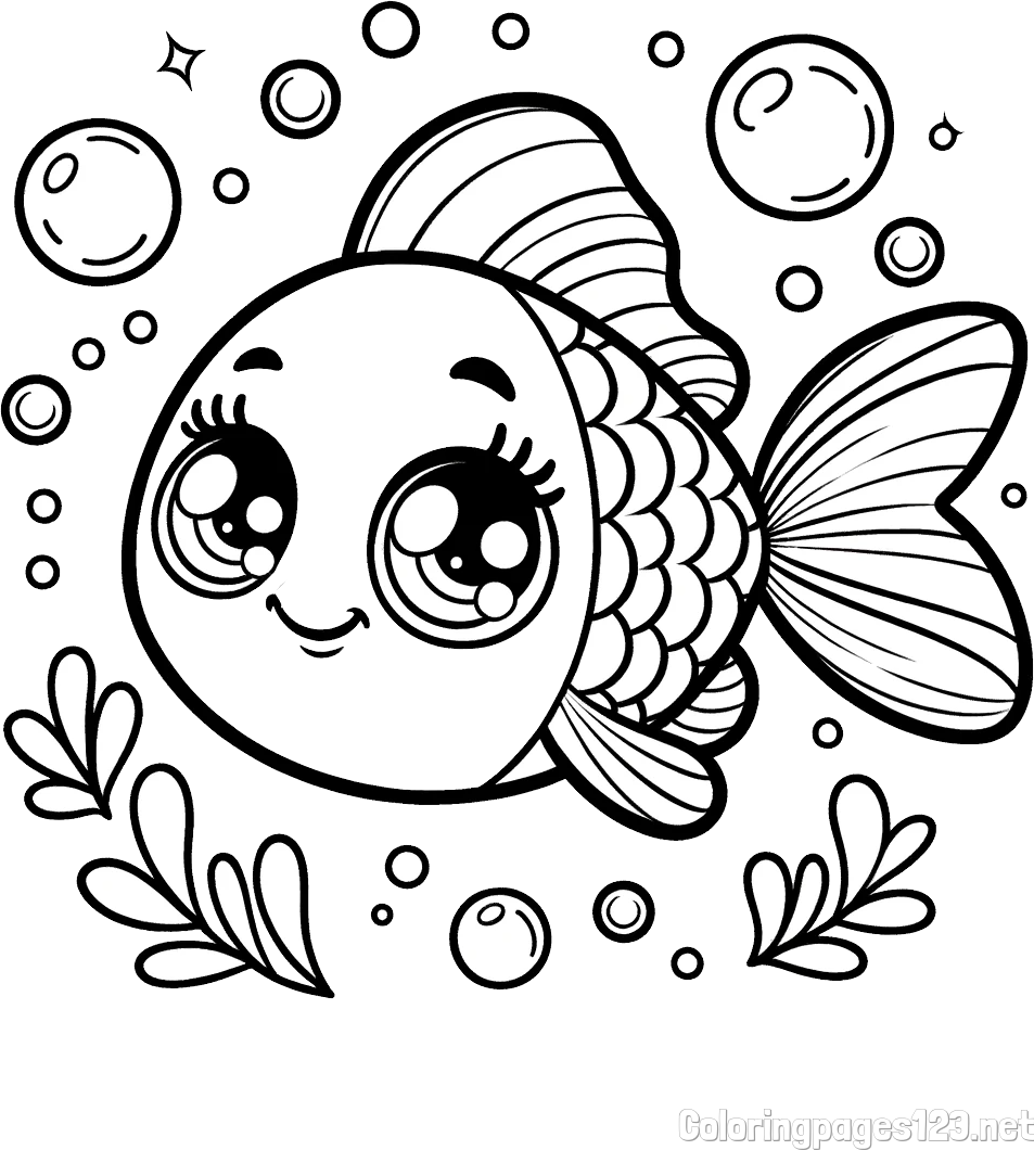 Free Coloring Page of an Adorable Fish
