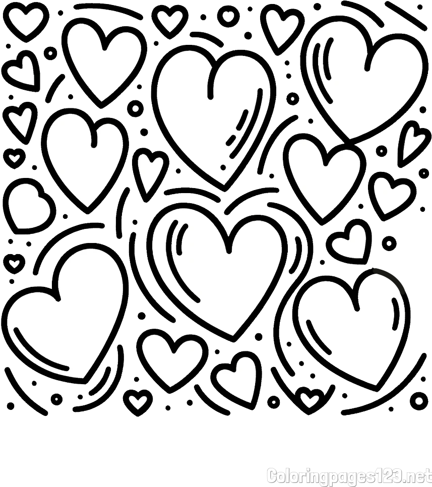 Free Printable Coloring Page of Hearts