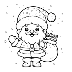 Free Coloring Page of Santa Claus with Presents