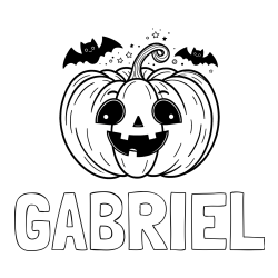 GABRIEL Coloring Page alongside Halloween Pumpkin and Bats Coloring Page