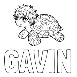 Online Created Coloring Page - GAVIN Coloring Page and Coloring Page of Anime Turtle