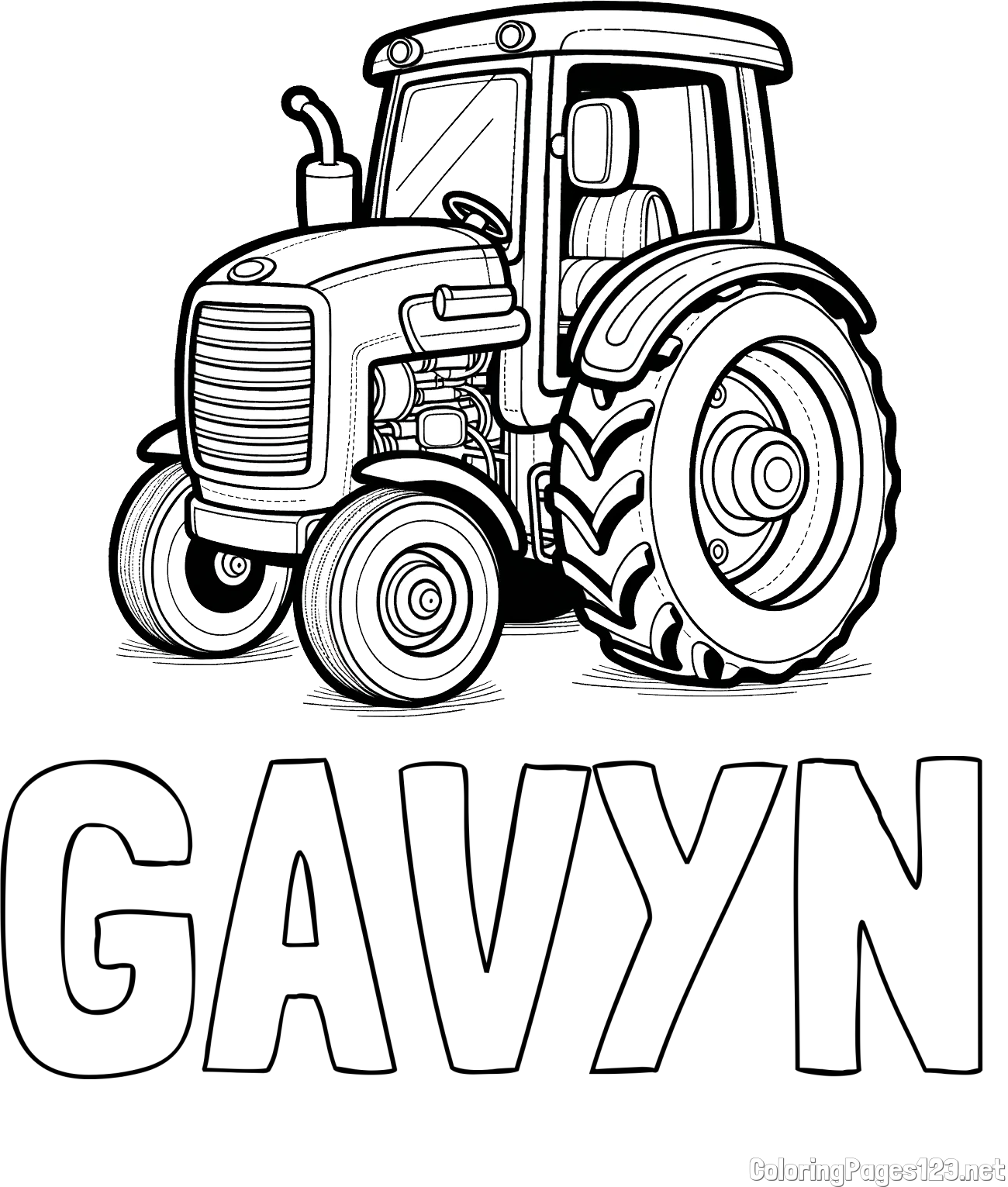 GAVYN Coloring Page and Tractor Coloring Page - Realistic and Beautiful