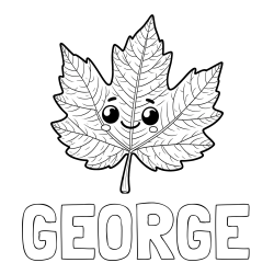 Online Created Coloring Page - GEORGE Coloring Page and Smiling Leaf Coloring Page for Kids