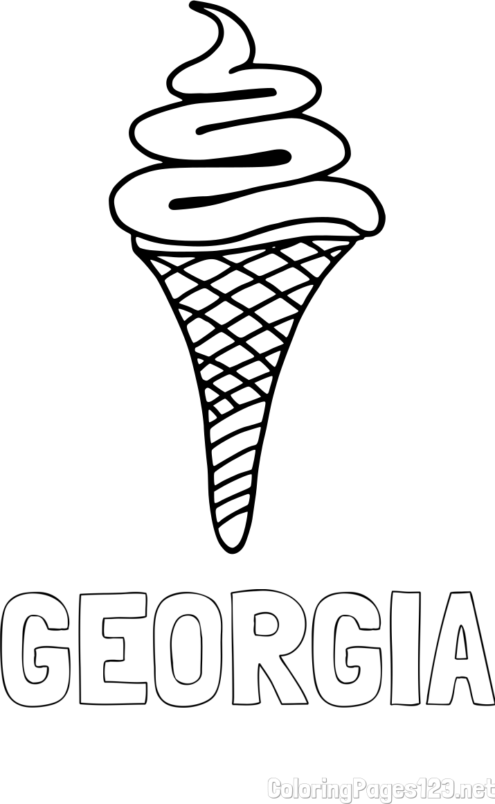 GEORGIA Coloring Page alongside Simple Ice Cream Cone Coloring Page