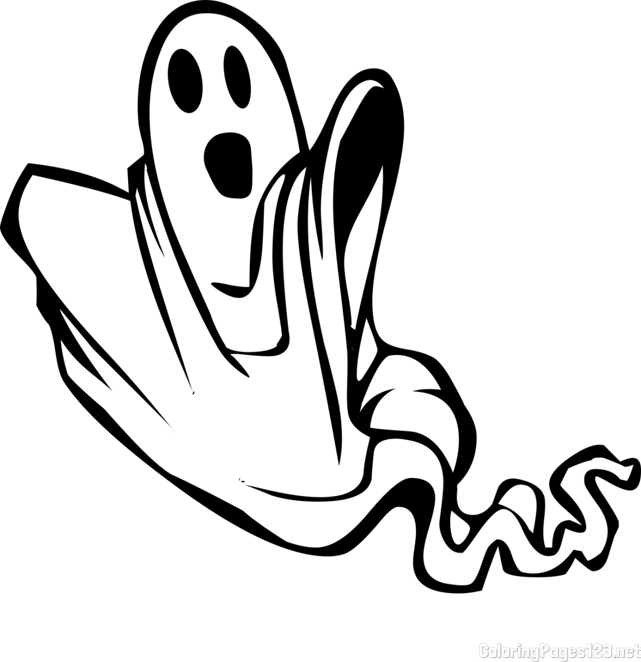 Ghost in Action Coloring Page for Kids