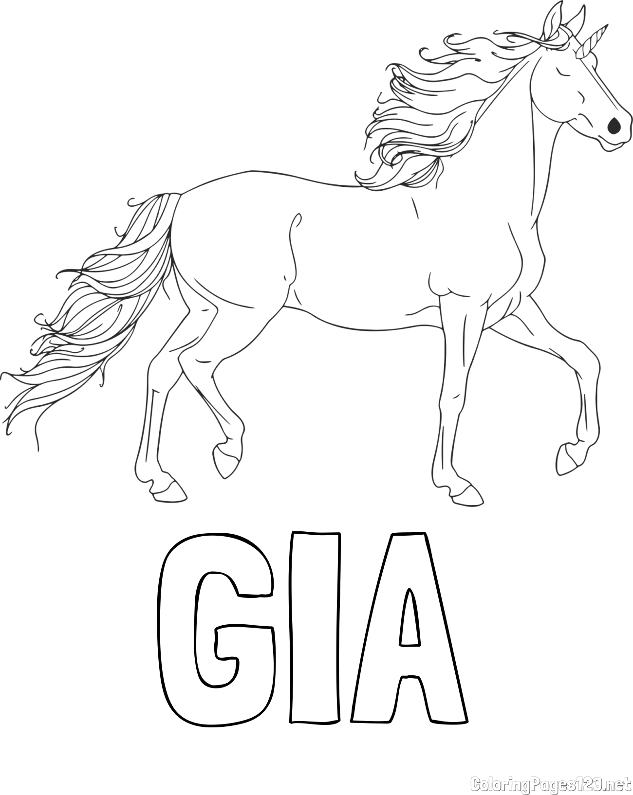 GIA Coloring Page alongside Beautiful Unicorn Coloring Page