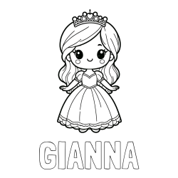Online Created Coloring Page - GIANNA Coloring Page and Coloring Page of a Cute Princess