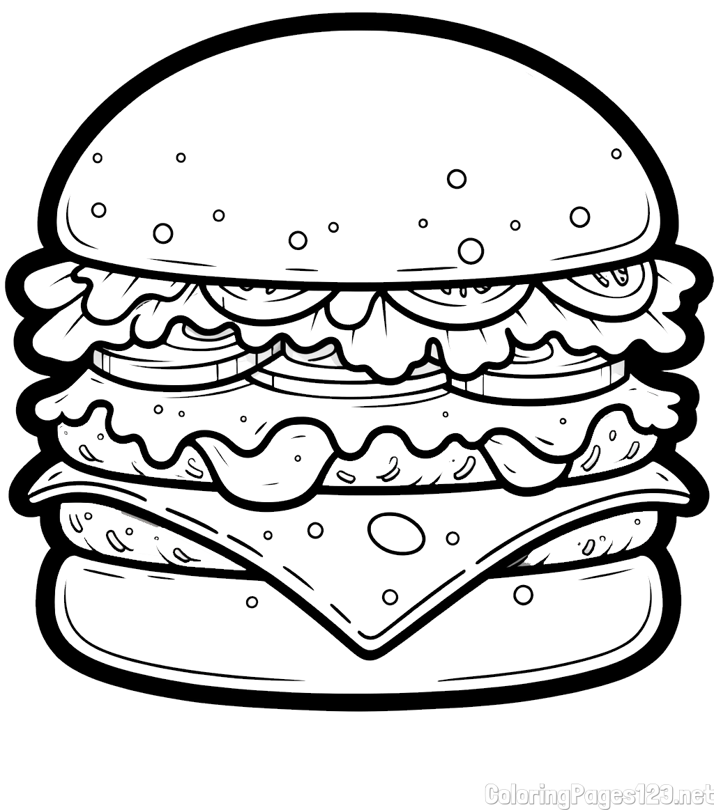 Giant Hamburger Coloring Page