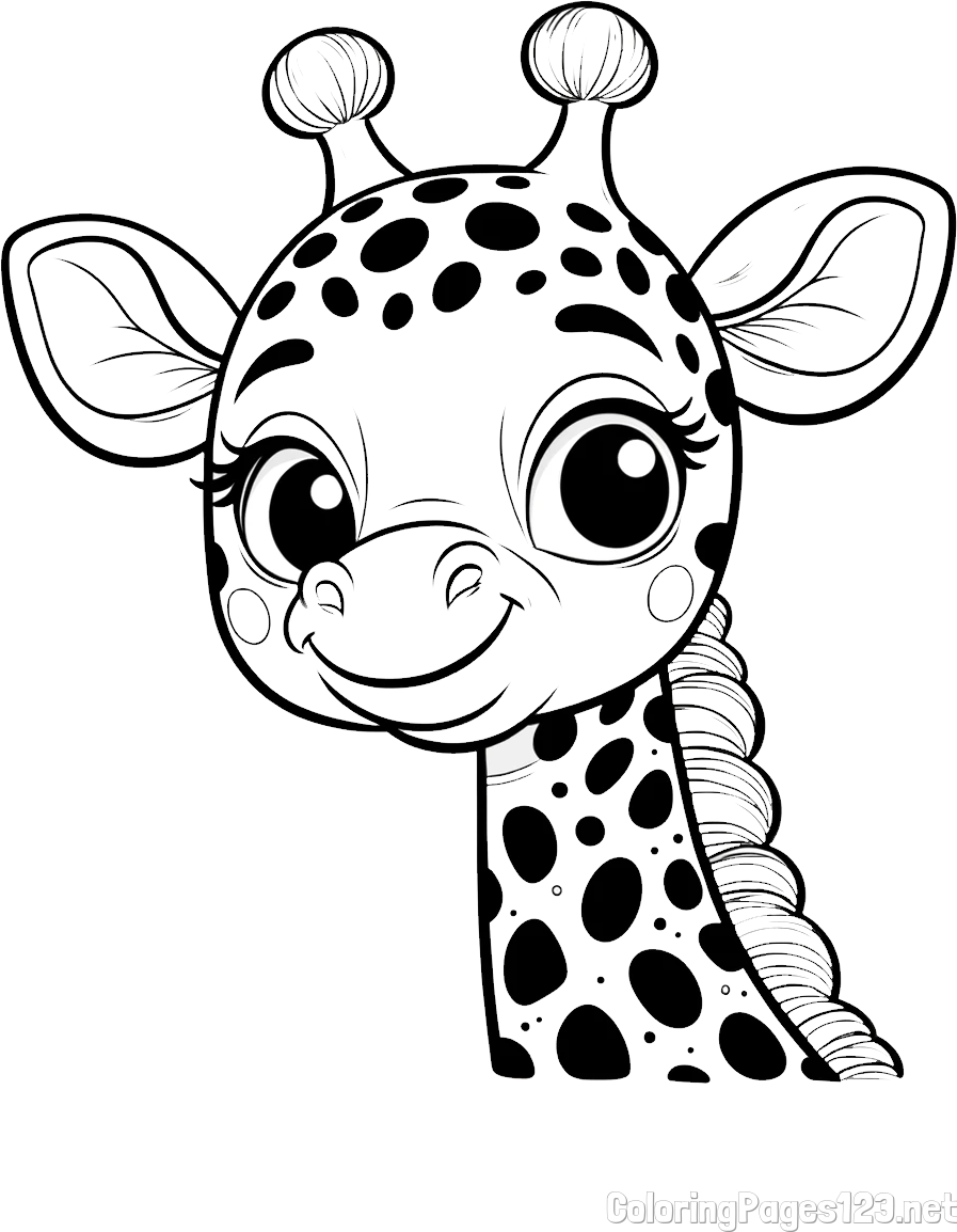 Giraffe Head Coloring Page - Cute and Smiling