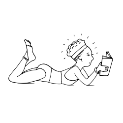 Girl Reading a Book on the Beach Coloring Page