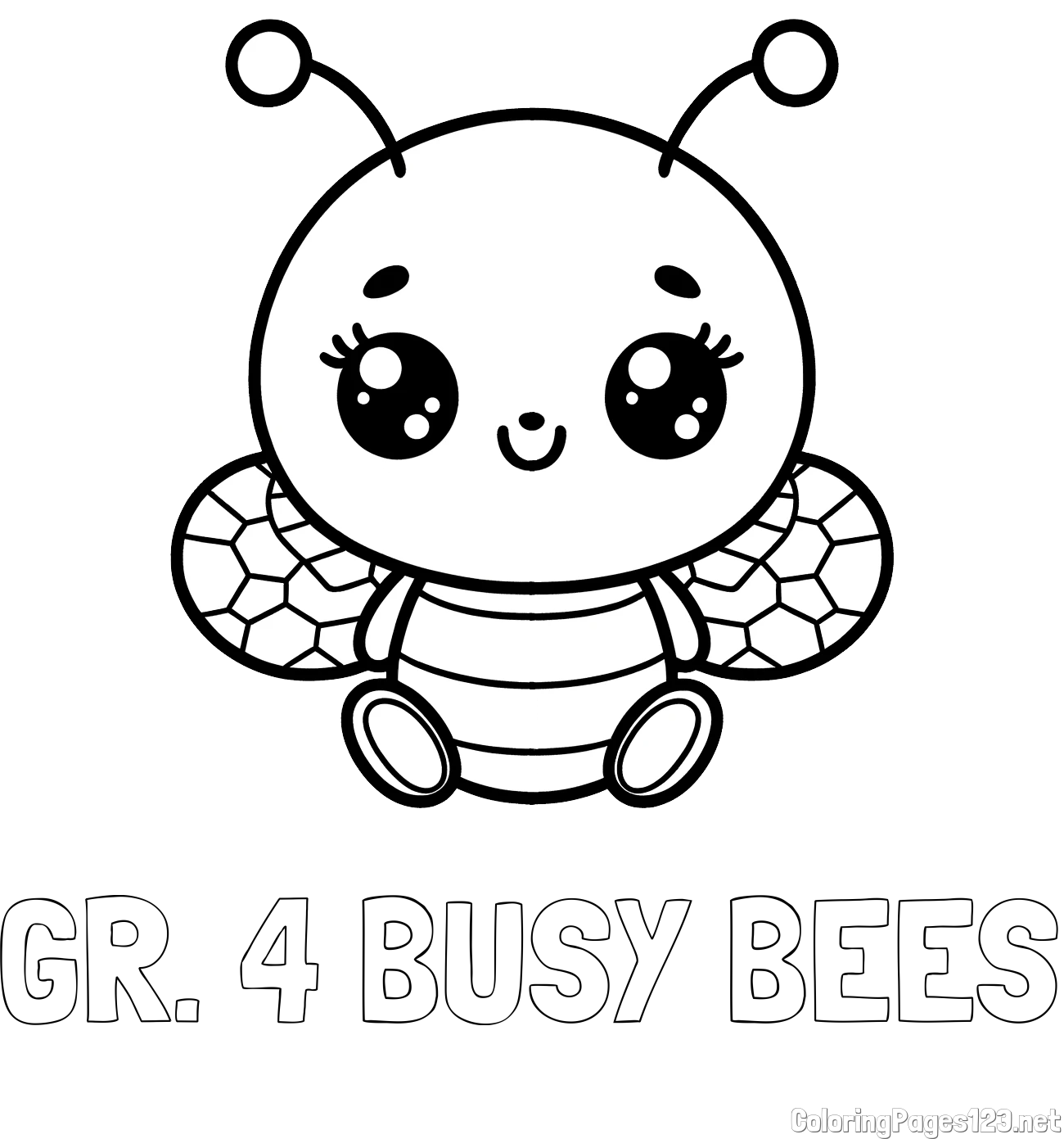 GR. 4 BUSY BEES Coloring Page and Children's Coloring Page of a Cute Bee