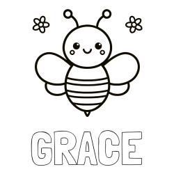 GRACE Coloring Page and Children's Bee Coloring Page