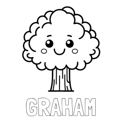 GRAHAM Coloring Page alongside Cute Smiling Tree Coloring Page