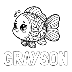 Online Created Coloring Page - GRAYSON Coloring Page and Coloring Page of a Cute Fish