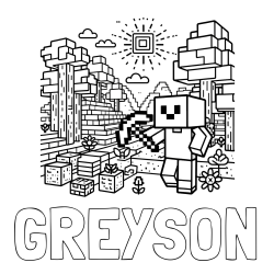 Online Created Coloring Page - GREYSON Coloring Page and Minecraft World Coloring Page