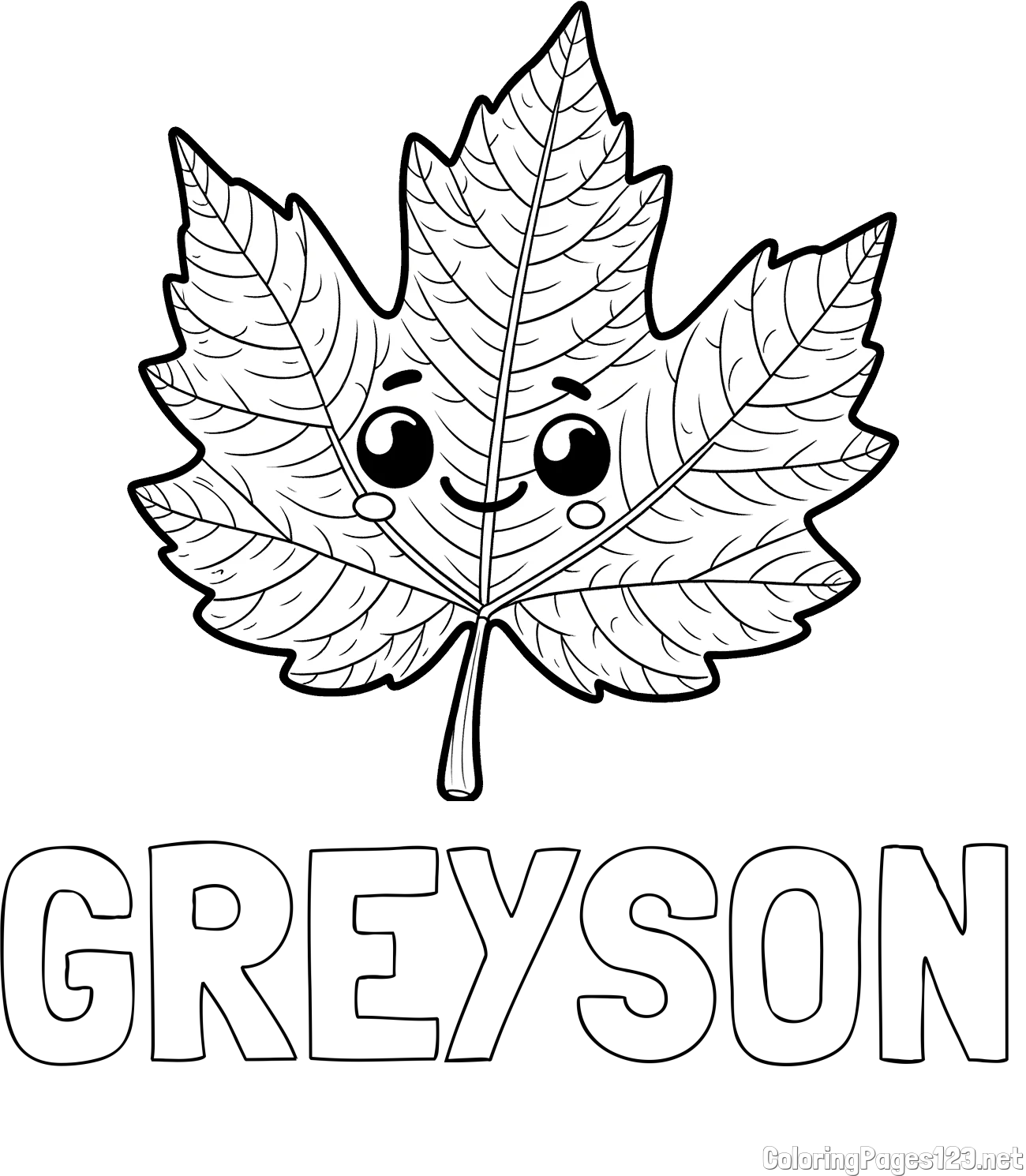 GREYSON Coloring Page and Smiling Leaf Coloring Page for Kids