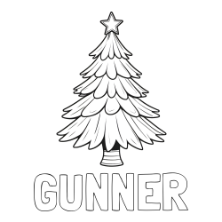 Online Created Coloring Page - GUNNER Coloring Page and Christmas Tree with Star Coloring Page