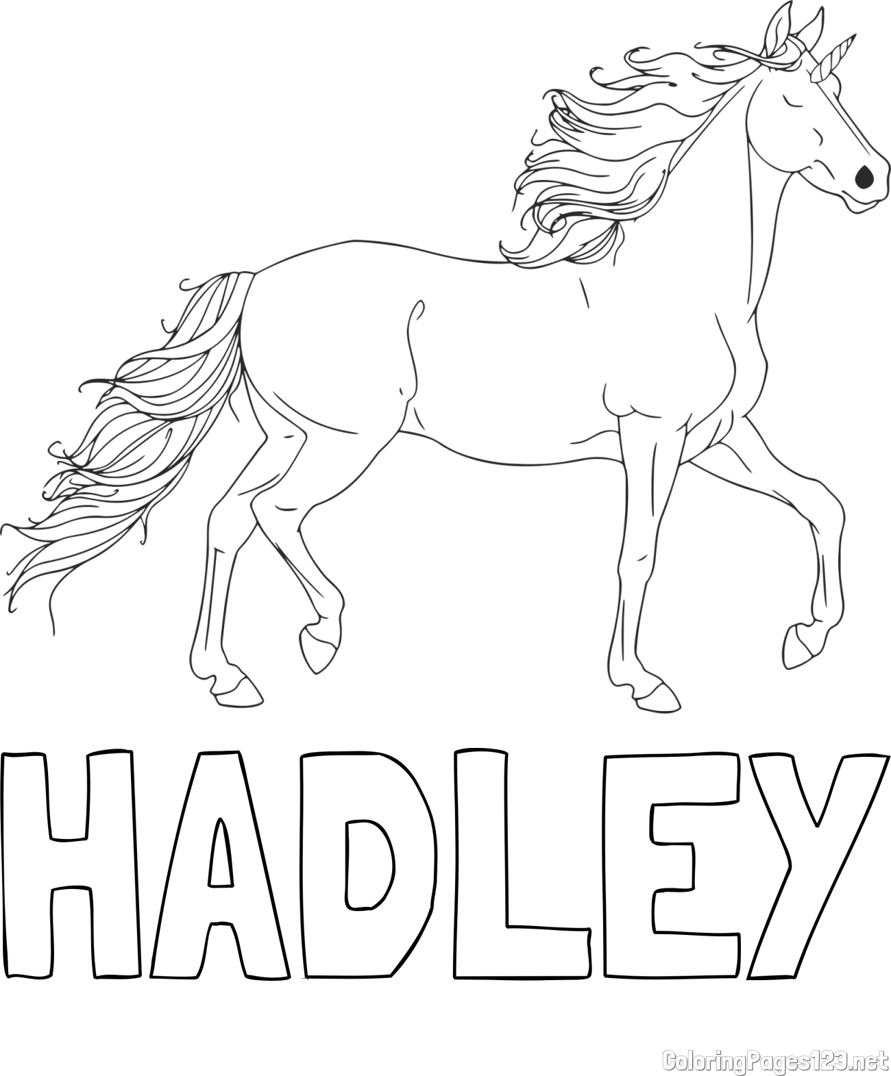 HADLEY Coloring Page and Beautiful Unicorn Coloring Page