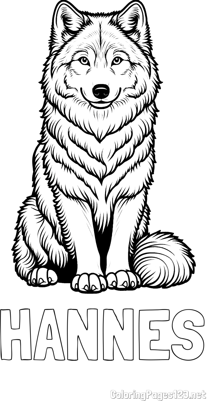 HANNES Coloring Page and Beautiful Wolf Coloring Page