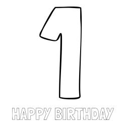 Online Created Coloring Page - HAPPY BIRTHDAY Coloring Page and Coloring Page of Number One (1)
