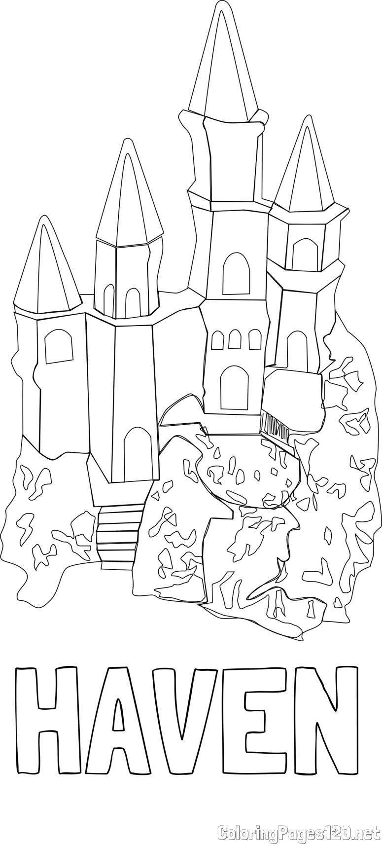HAVEN Coloring Page and Abstract Castle Coloring Page - Simple Yet Detailed