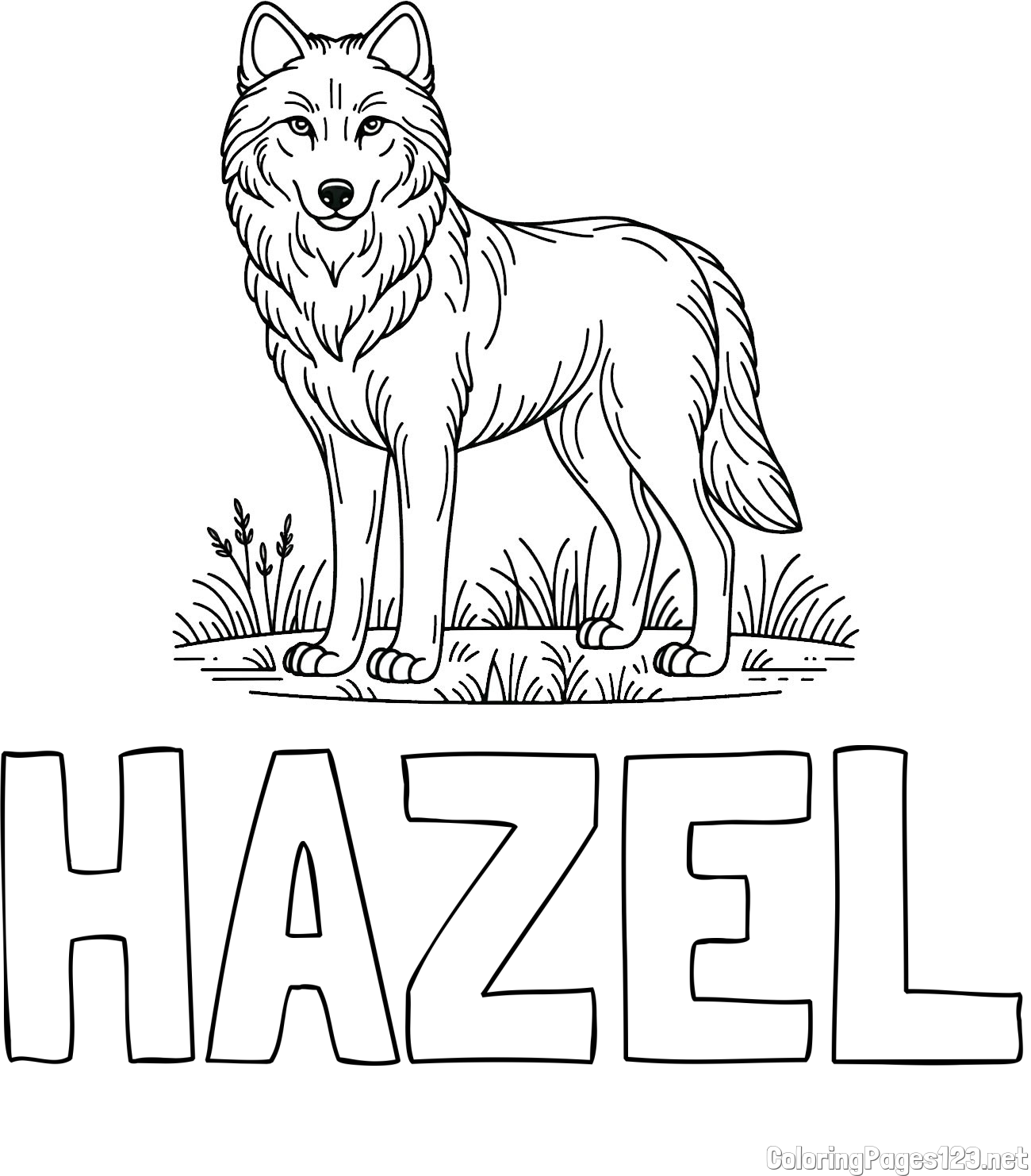 HAZEL Coloring Page and Wolf Coloring Page