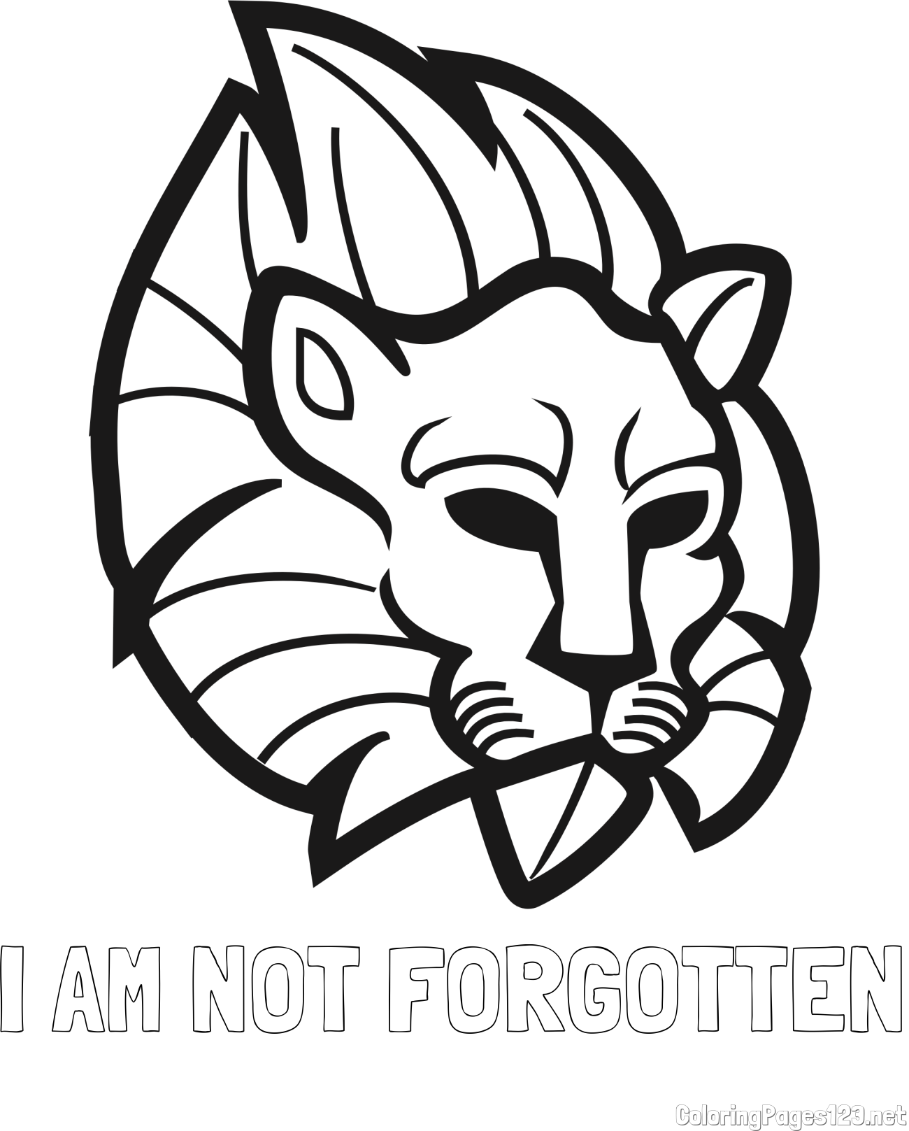 I AM NOT FORGOTTEN Coloring Page and Abstract Lion Face Coloring Page