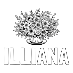 Online Created Coloring Page - ILLIANA Coloring Page and Beautiful Bouquet of Flowers Coloring Page