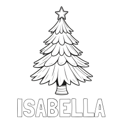 Online Created Coloring Page - ISABELLA Coloring Page and Christmas Tree with Star Coloring Page
