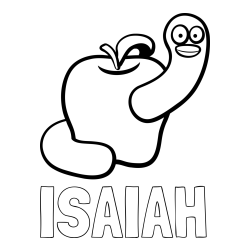 Online Created Coloring Page - ISAIAH Coloring Page and Apple and Smiling Worm Coloring Page