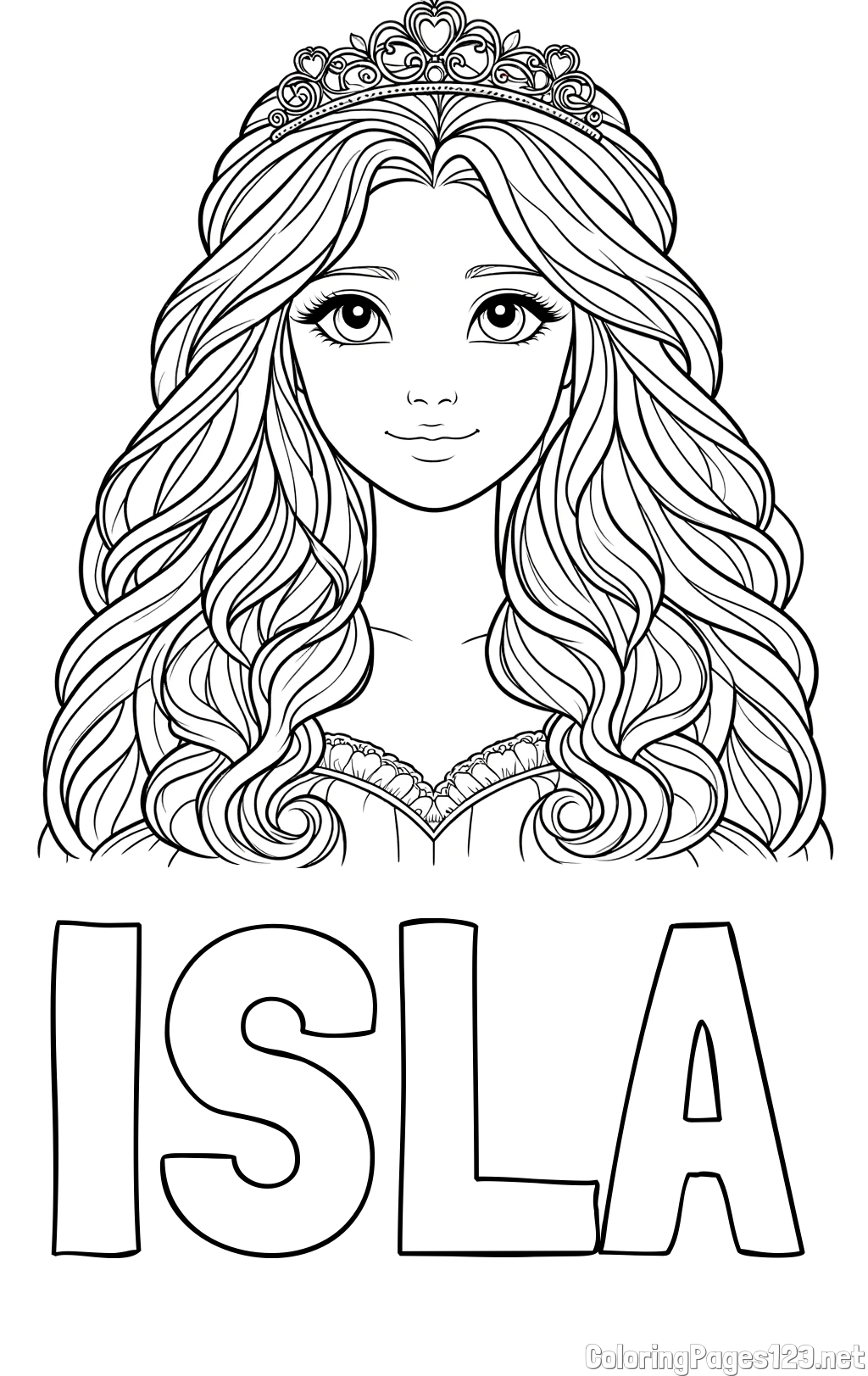 ISLA Coloring Page and Princess Coloring Page