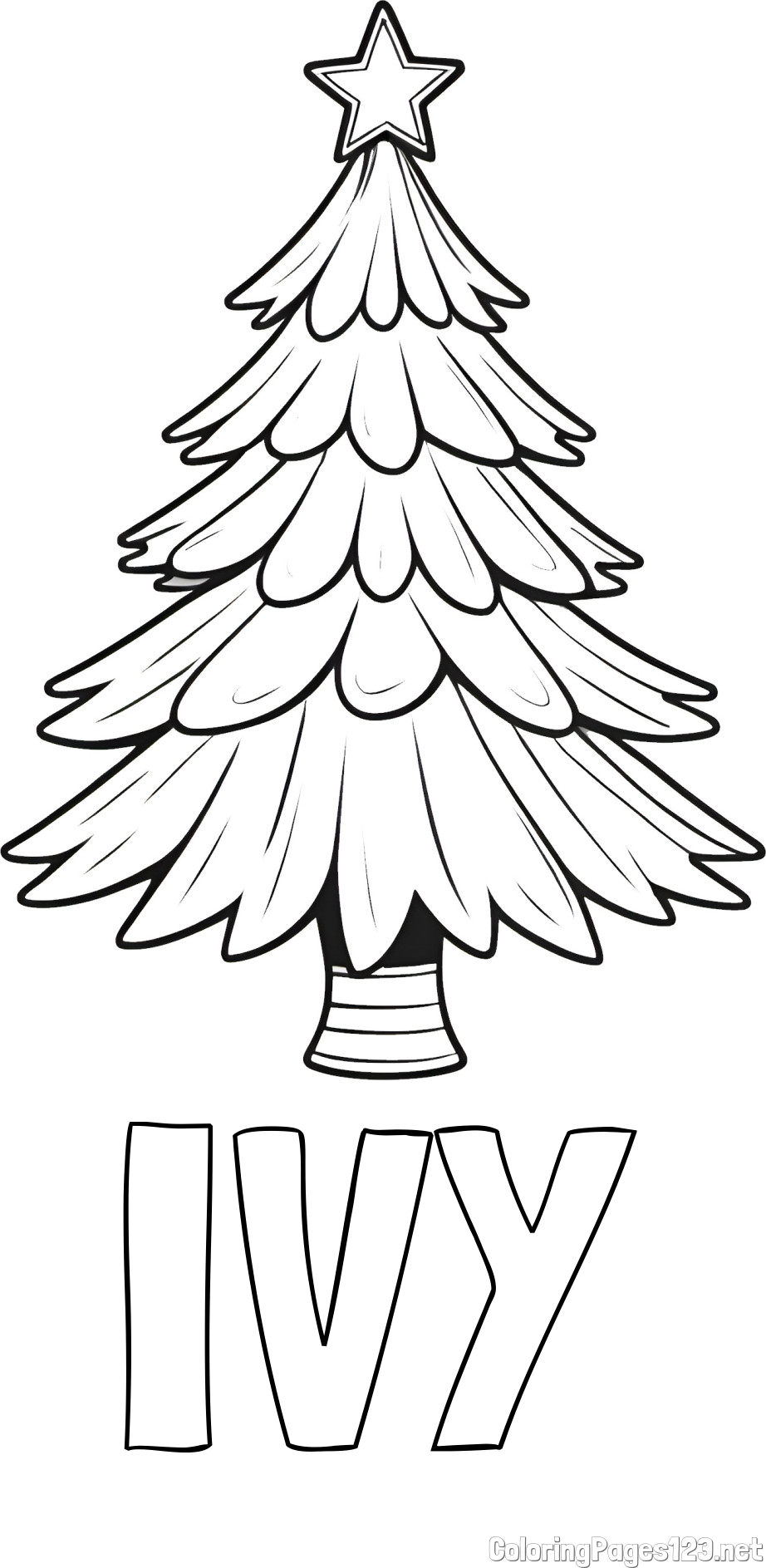 IVY Coloring Page and Christmas Tree with Star Coloring Page