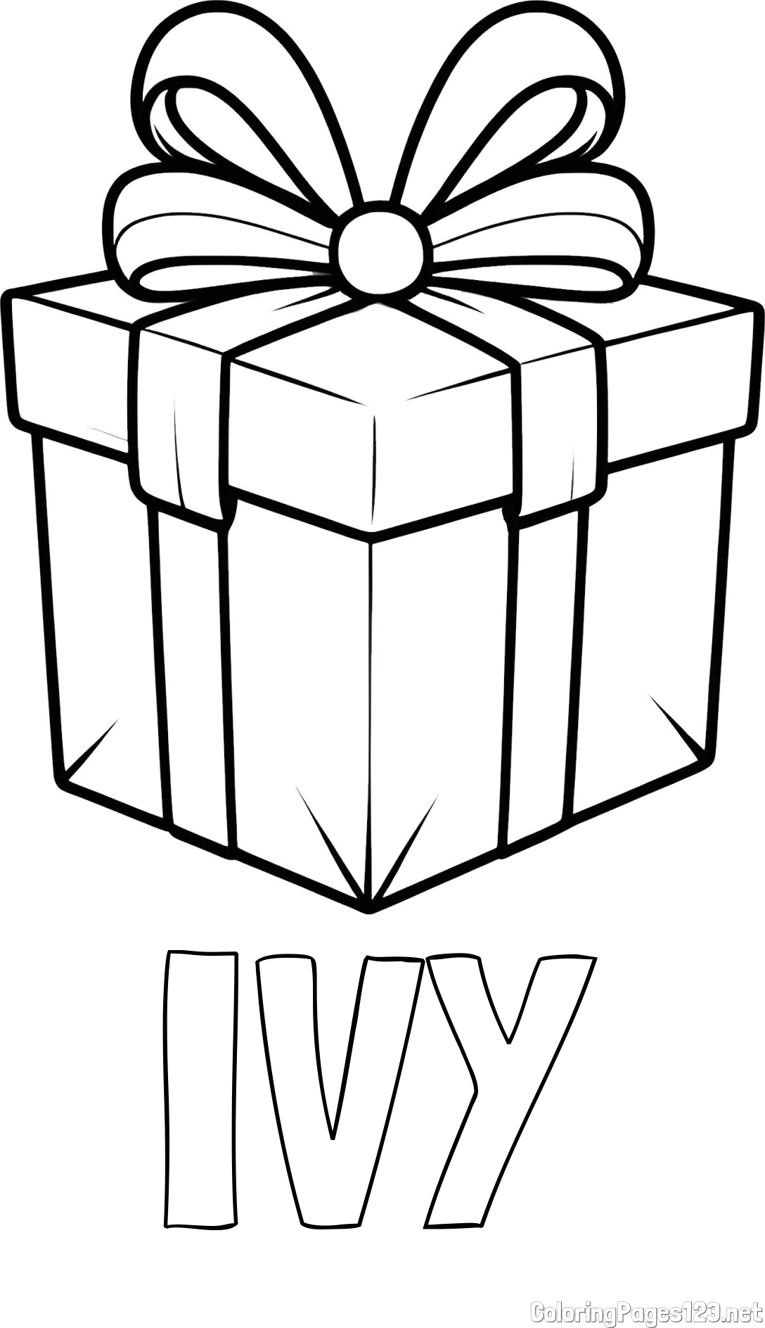 IVY Coloring Page and Gift Box with Ribbon Coloring Page